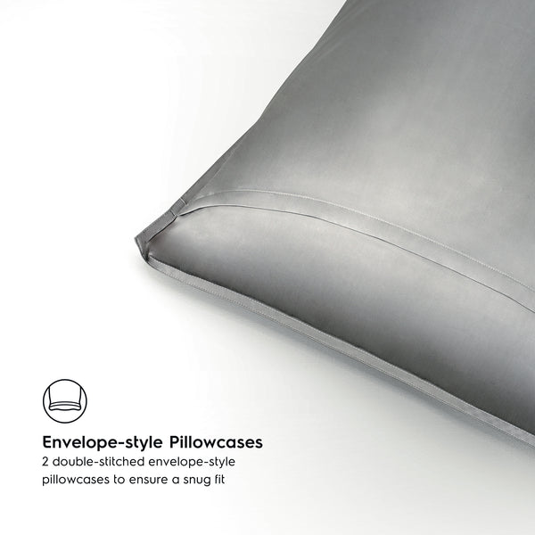 Space Grey 2PACK Organic Bamboo Pillowcases best organic bamboo pillowcase for hair and skin