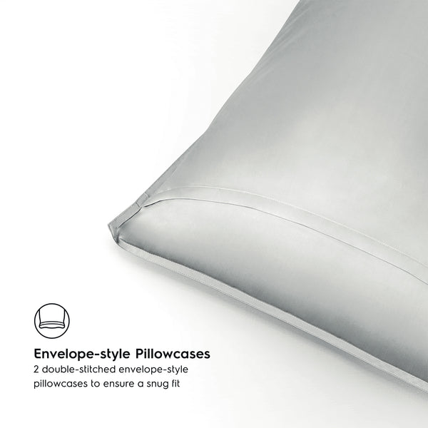 Light Grey 2PACK Organic Bamboo Pillowcases best organic bamboo pillowcase for hair and skin