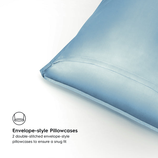Sky Blue 2PACK Organic Bamboo Pillowcases best organic bamboo pillowcase for hair and skin