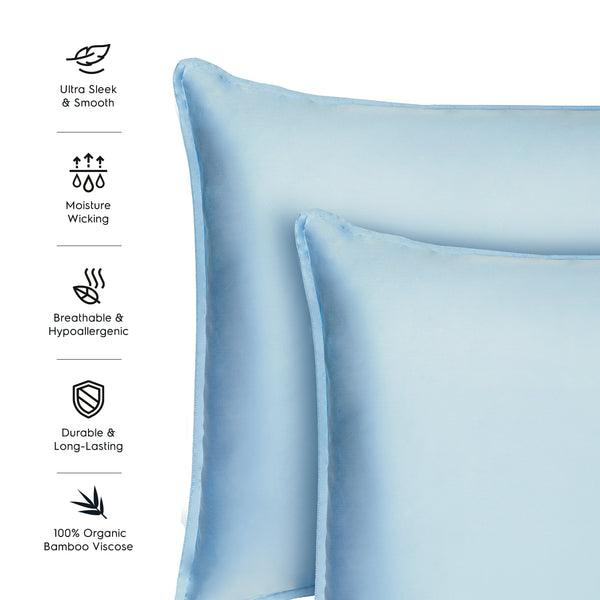 Sky Blue 2PACK Organic Bamboo Pillowcases best organic bamboo pillowcase for hair and skin