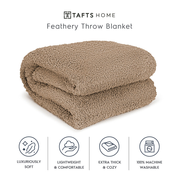 Nude Beige Feathery Throw Blanket throw size best plush fluffy fleece blankets and throws for couch, bed, and living room
