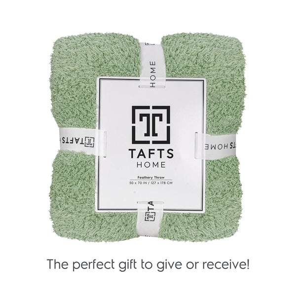Sage Green Feathery Throw Blanket throw size best plush fluffy fleece blankets and throws for couch, bed, and living room
