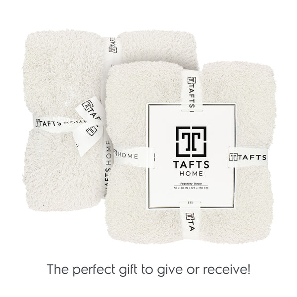 Ivory White Feathery Throw Blanket throw size best plush fluffy fleece blankets and throws for couch, bed, and living room