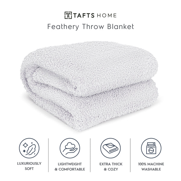 Light Grey Feathery Throw Blanket throw size best plush fluffy fleece blankets and throws for couch, bed, and living room