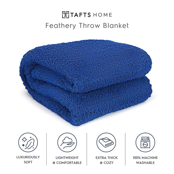 Navy Blue Feathery Throw Blanket throw size best plush fluffy fleece blankets and throws for couch, bed, and living room