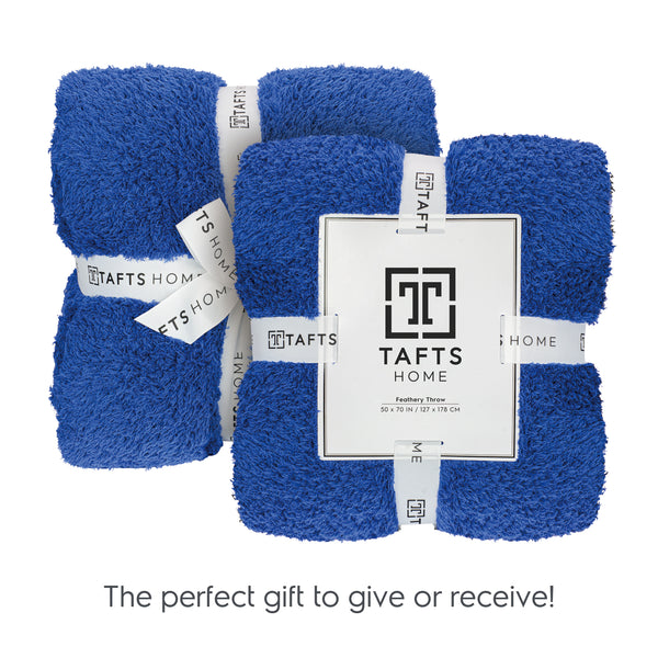 Navy Blue Feathery Throw Blanket throw size best plush fluffy fleece blankets and throws for couch, bed, and living room
