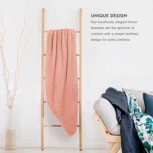 Pale Blush Feathery Throw Blanket throw size best plush fluffy fleece blankets and throws for couch, bed, and living room