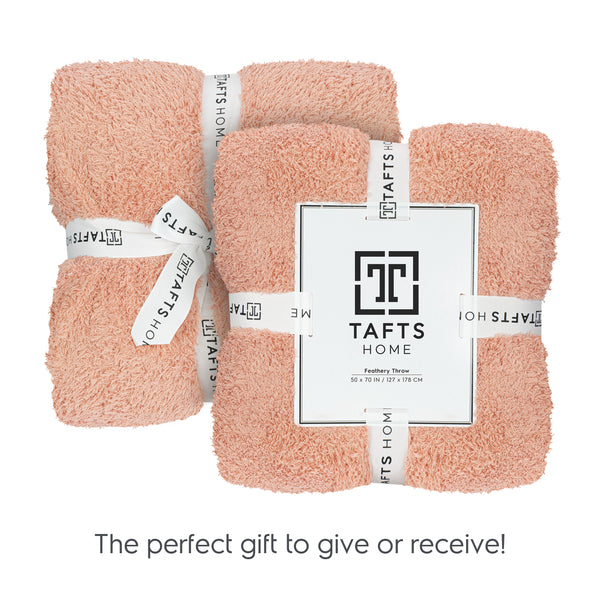 Pale Blush Feathery Throw Blanket throw size best plush fluffy fleece blankets and throws for couch, bed, and living room