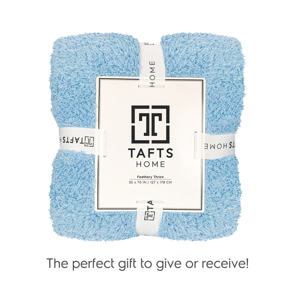 Sky Blue Feathery Throw Blanket throw size best plush fluffy fleece blankets and throws for couch, bed, and living room