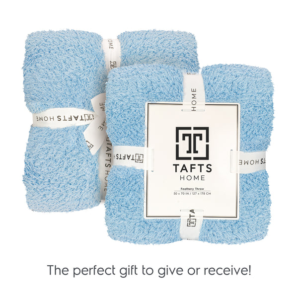Sky Blue Feathery Throw Blanket throw size best plush fluffy fleece blankets and throws for couch, bed, and living room