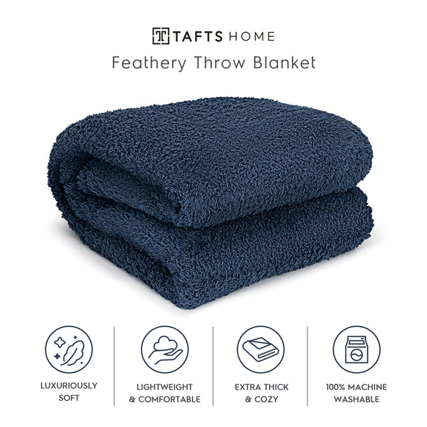 Slate Blue Feathery Throw Blanket throw size best plush fluffy fleece blankets and throws for couch, bed, and living room