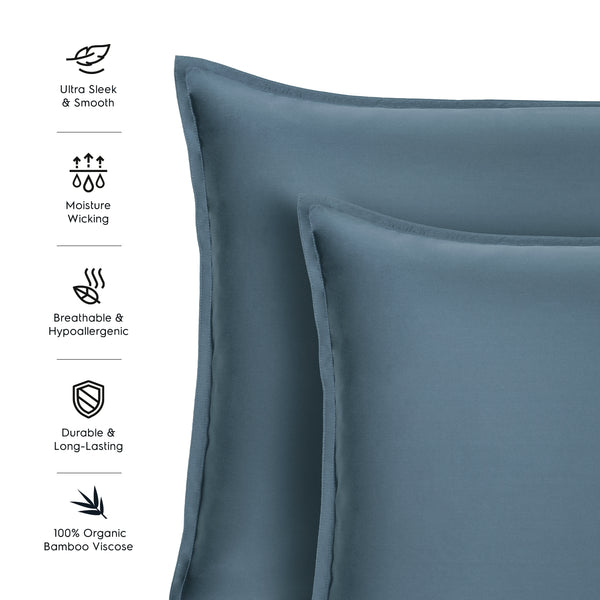 Slate Blue 2PACK Organic Bamboo Pillowcases best organic bamboo pillowcase for hair and skin