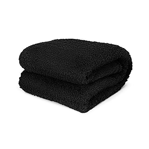 Midnight Black Feathery Throw Blanket Twin best plush fluffy fleece blankets and throws for couch, bed, and living room