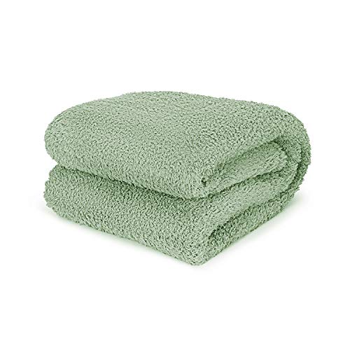 Sage Green Feathery Throw Blanket Twin best plush fluffy fleece blankets and throws for couch, bed, and living room