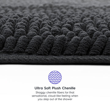 Luxury Chenille Bathroom Rugs 2-Piece Bath Mat Set, Small, Hunter Gree –  LuxUrux